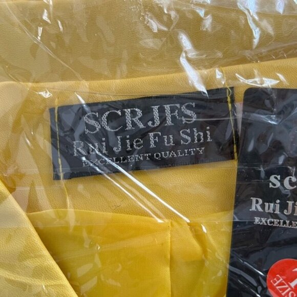 🩷 SCRJFS - Women's Faux Leather Motorcycle Jacket - Yellow. Size: L. NWT. (1784) - Picture 6 of 12